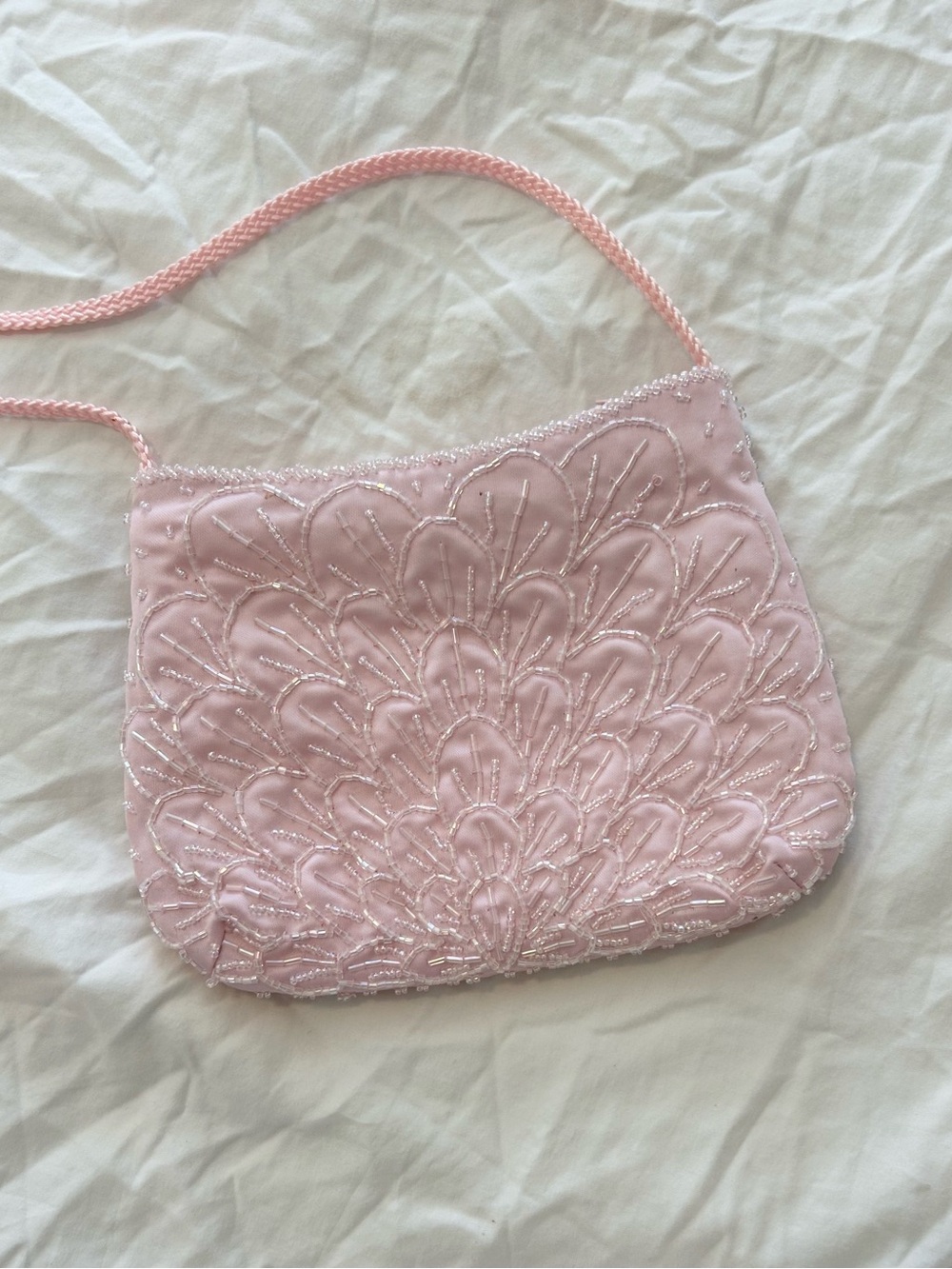 La Regale Pale Pink Beaded Evening Clutch